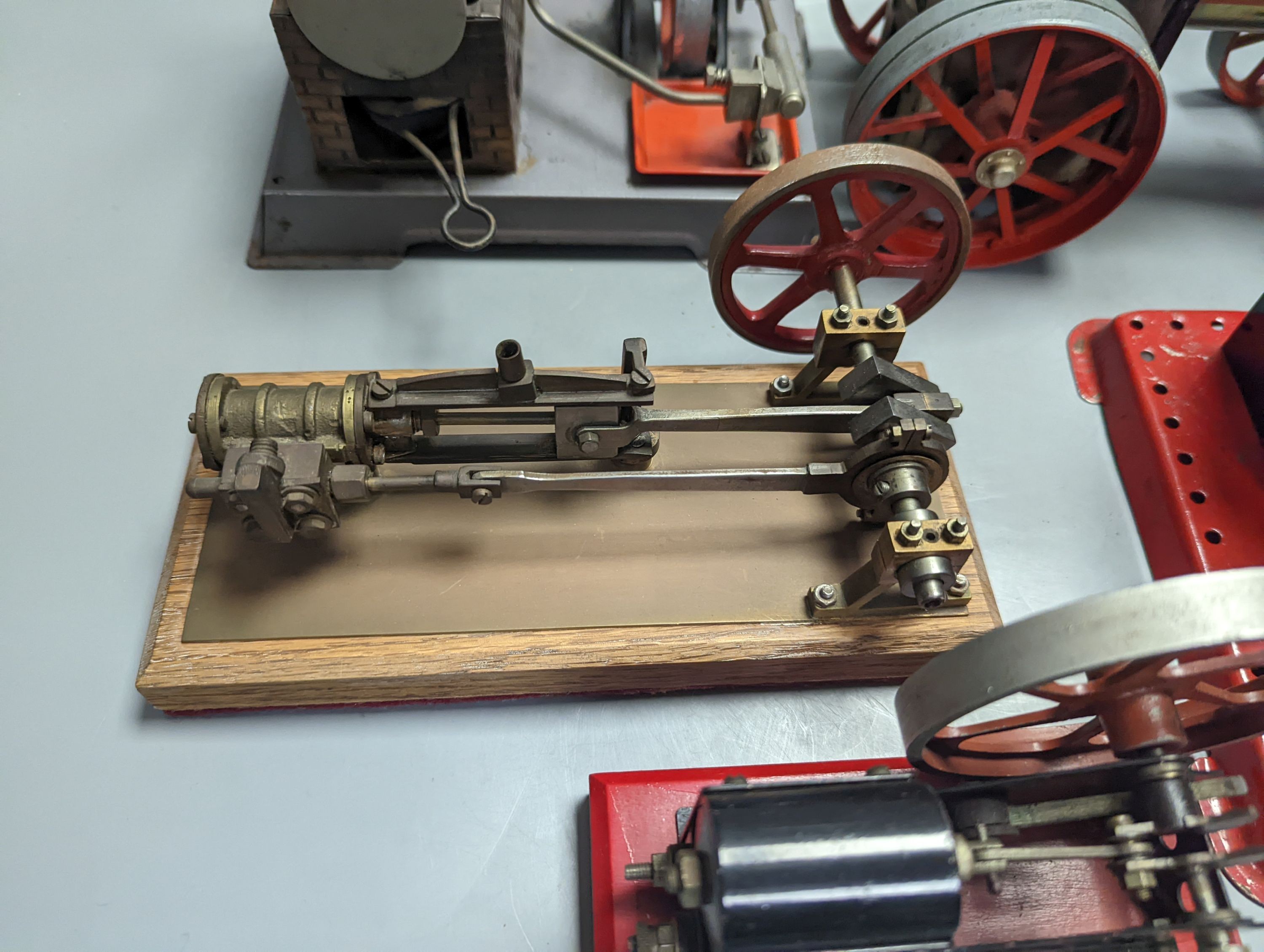 Four horizontal stationary steam engines, including Mamod and Torch and a Mamod steam wagon, 23cm